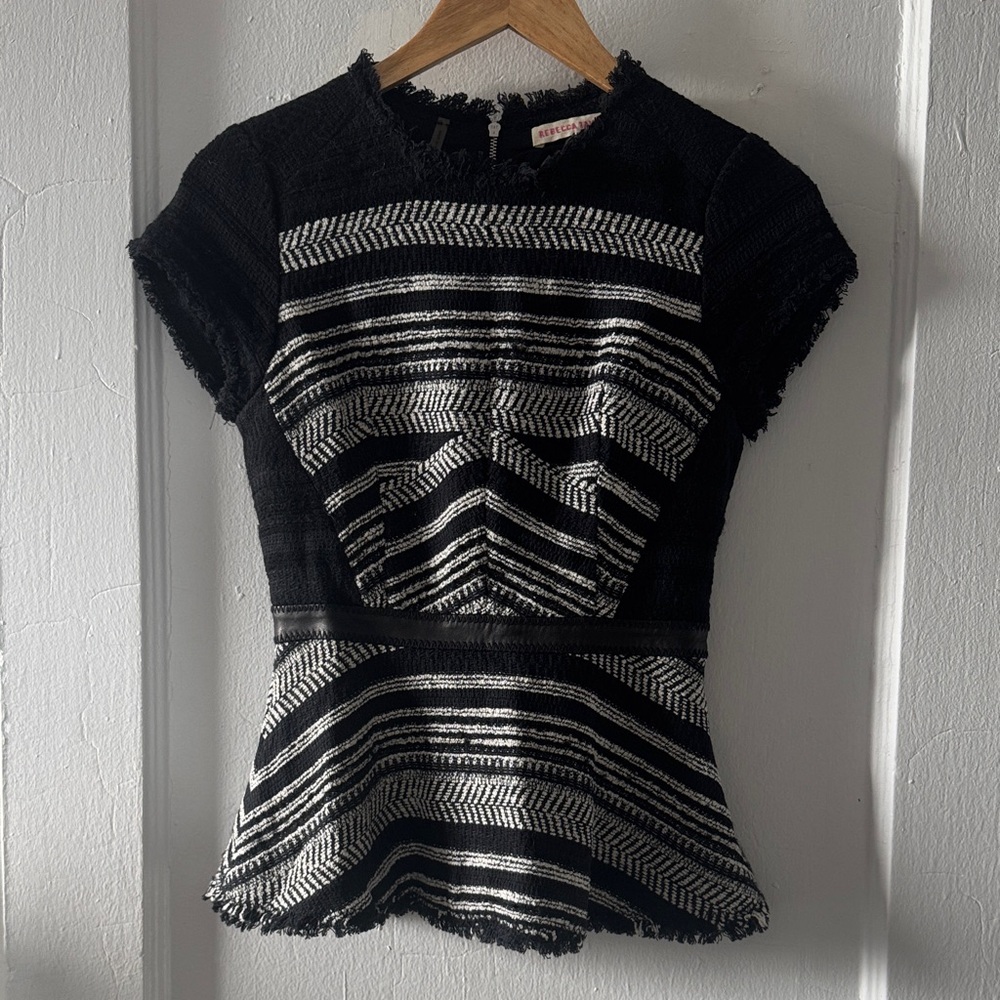 Rebecca Taylor Black and White Striped Blouse